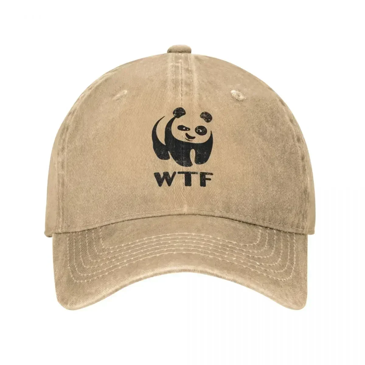 New Vintage WWF WTF Funny Faces Panda Men Women Baseball Caps Distressed Denim Caps Hat Fashion Workouts Unstructured Soft Headw