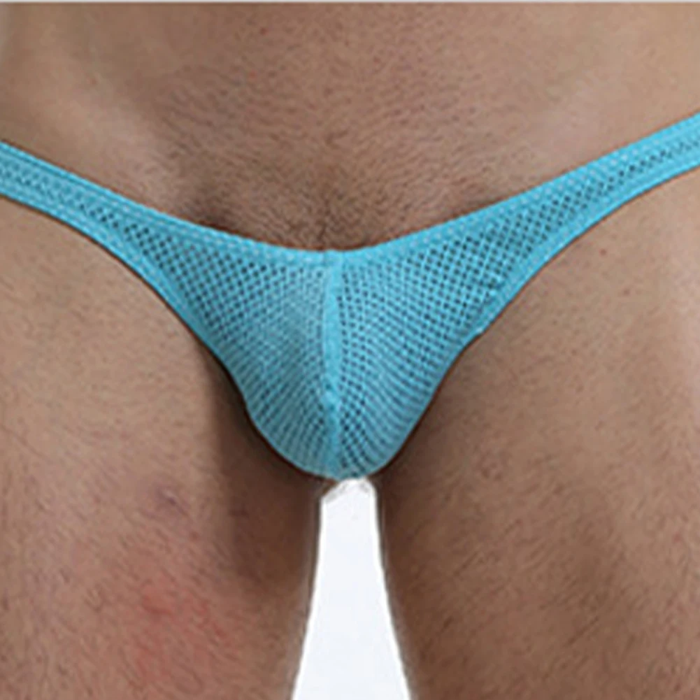 Men Sexy T-Back Briefs See Through Jockstrap Bulge Pouch Underwear Low Rise G-String Thong Hollow Breathable Panties