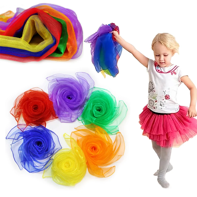 

Six Color Dance Scarves Gymnastics Scarf Colorful Children Sports Bodybuilding Entertainment Performance Props Transparent TMZ