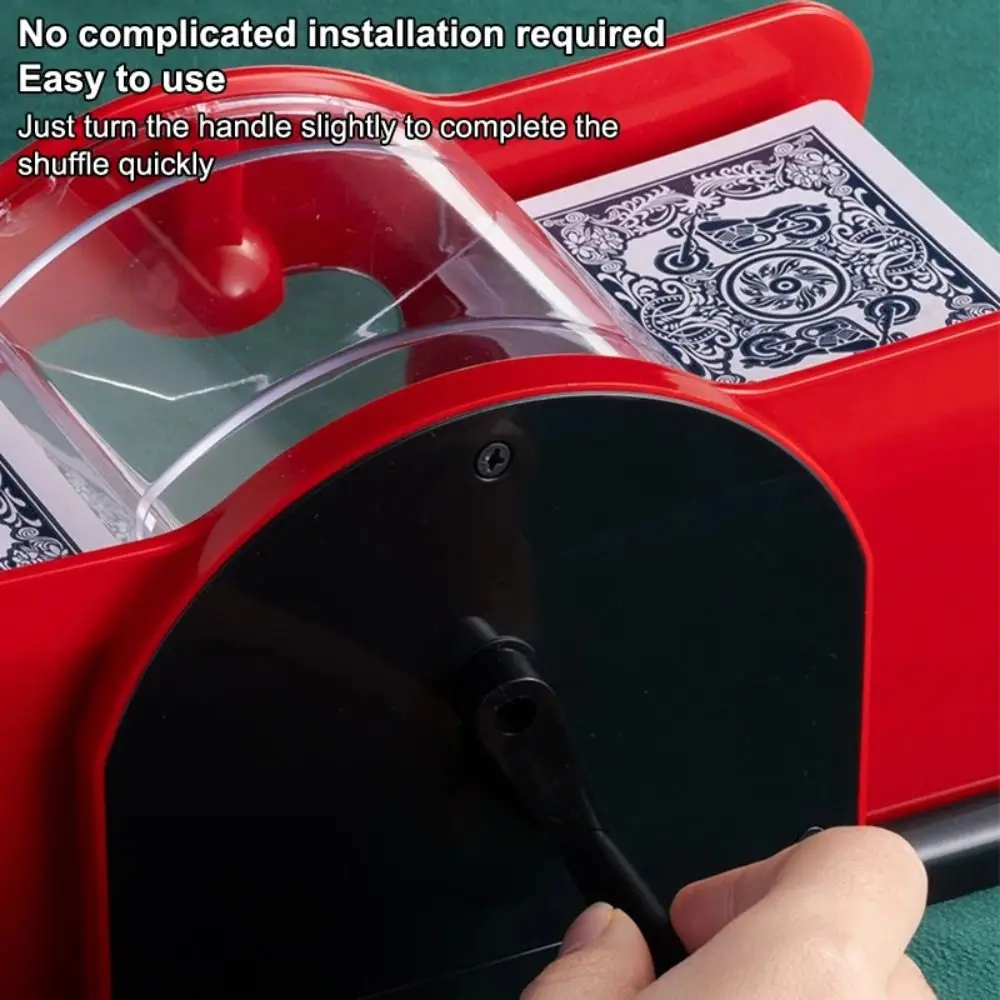 Easy-To-Use Manual Card Shuffler Anti-Cheat Mechanism 2 Deck Capacity Poker Card Shuffler with Handle Hand Crank