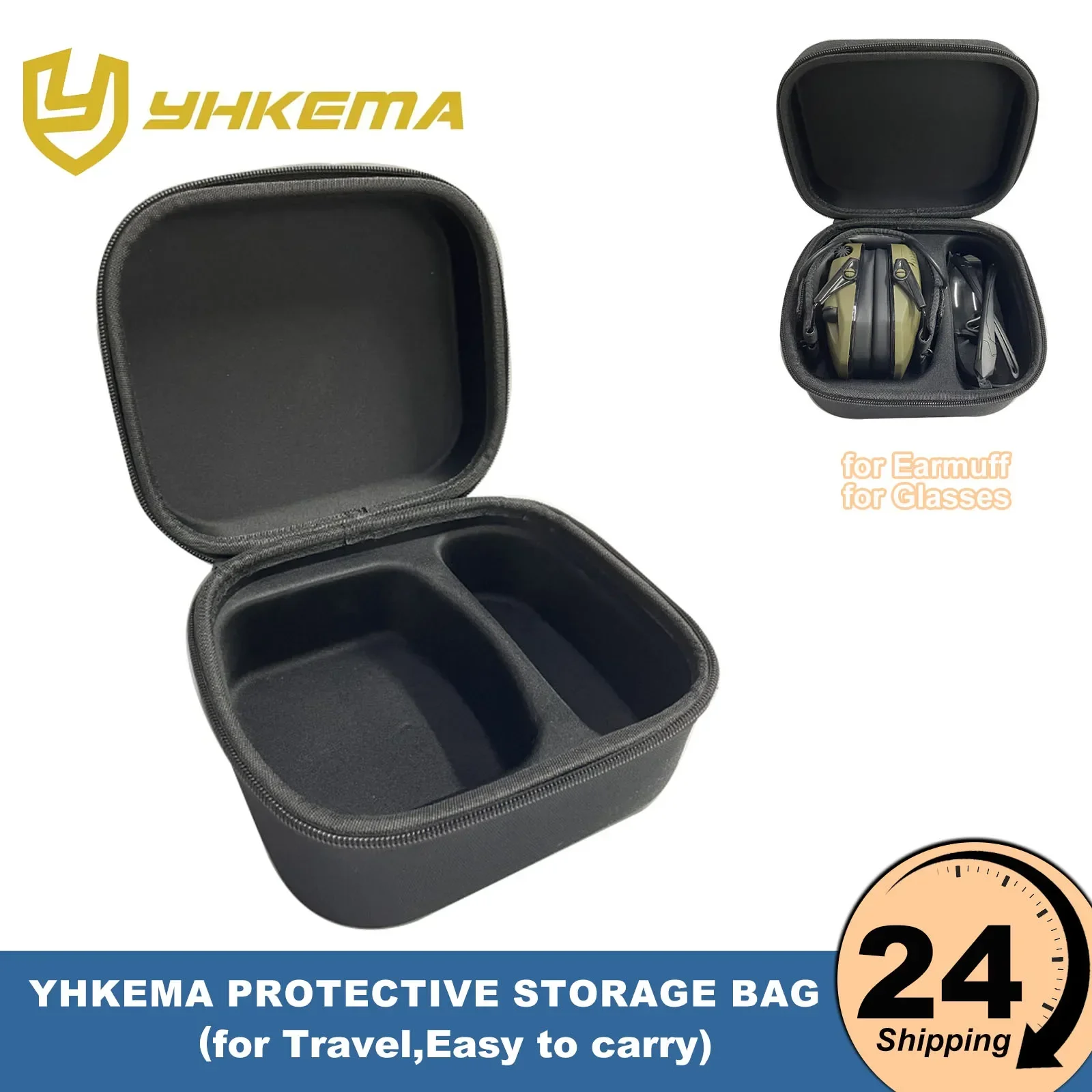 YHKEMA Hard EVA Case for WK Slim Electronic Earmuffs/for Howard Leight Shooting Hunting Hearing Ear Protection/and glasses