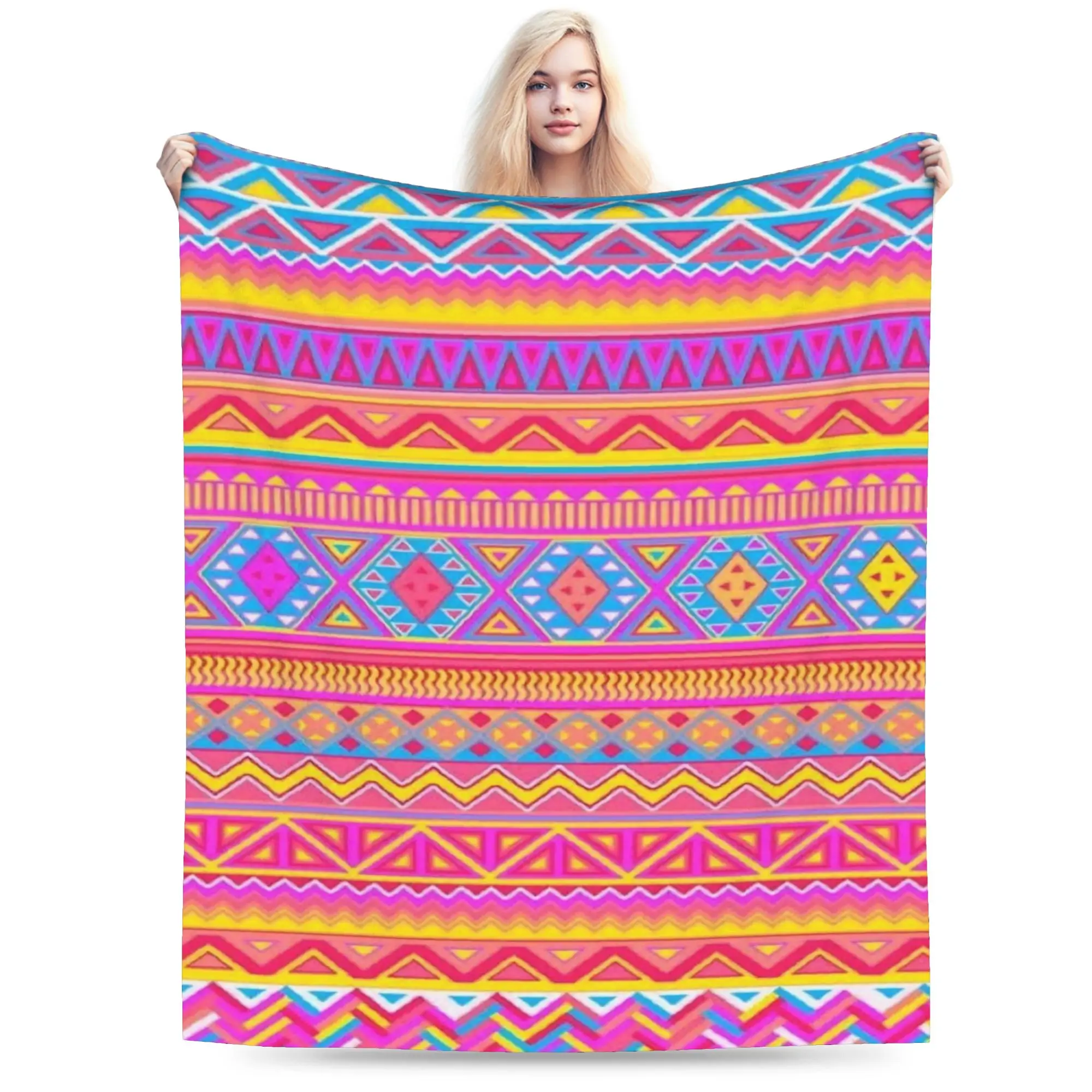 Southwestern Aztec Tribal Merch Blankets Lightweight Thin Velvet  Throw Blankets Cozy Plush Thin Quilt