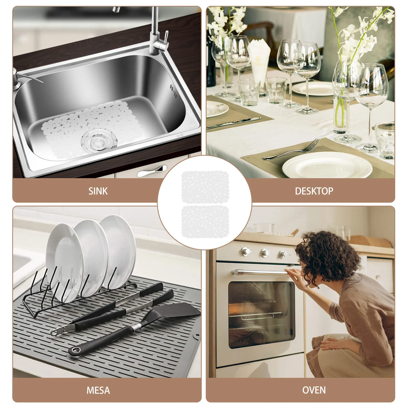 

2Pcs Kitchen PVC Sink Mat Bowl Chopsticks Draining Cushion Anti-Fall Non-Slip Placemat for Tableware Sink Drain Pad