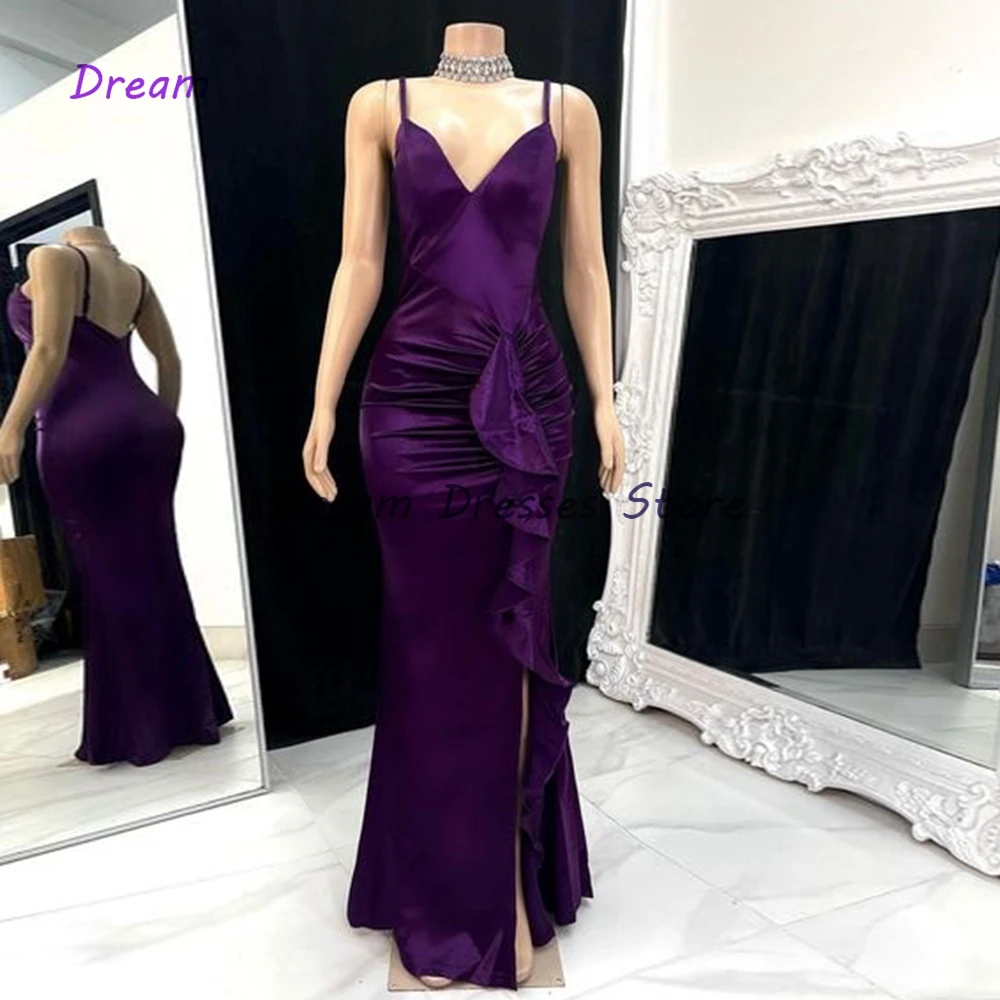 Seath Side Slit Strapless Velvet Evening Dresses 2024 New Spaghetti Strap Sleeveless Party Gown Prom Dress Summer Vestidos De