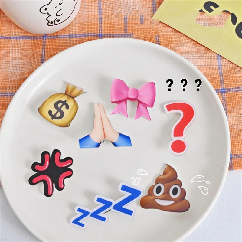 Заколки-для-волос-с-мультяшными-смайлами-вопросительные-знаки-сумки-для-денег-милые-и-интересные-боковые-зажимы-утконос-челка-боковой-зажим-аксессуары-для-волос