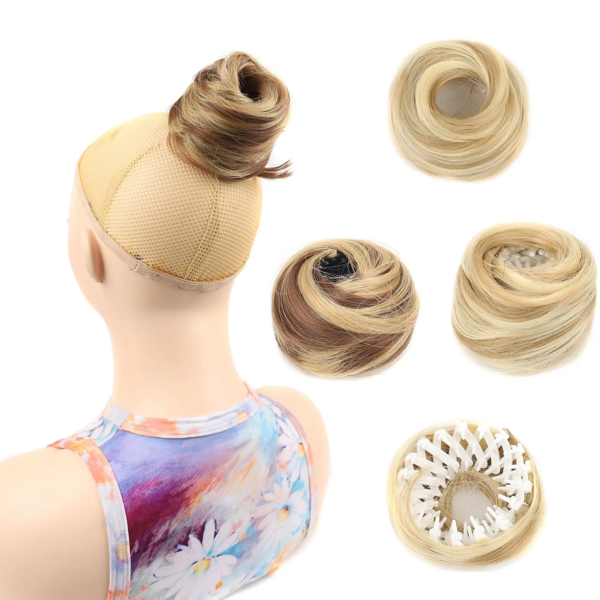 Synthetic Chignon Adjustable Hair Bun Bird's Nest Buns for Women Natural Volume Synthetic Fiber Flower Bud Buns