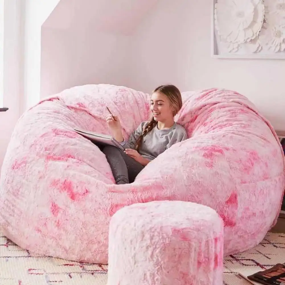 Round Super Big Bean Bag Cover Lazy Sofa Room Sofa Bed Case Lounger Seat Sofa Bean Bag Puff Couch Slipcover Chair Seat 180x90cm