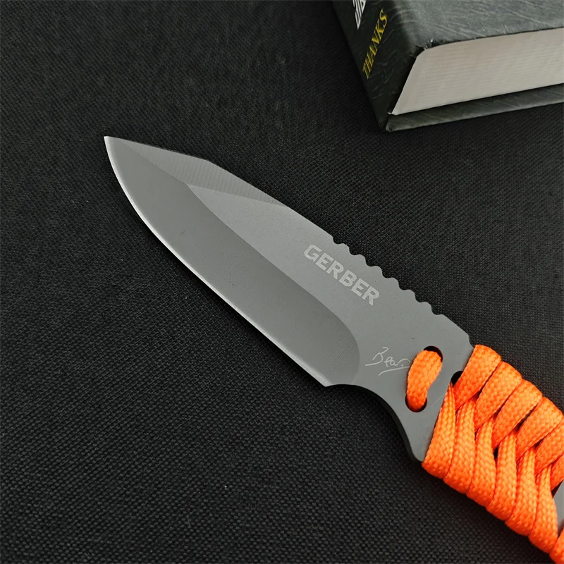 New GB tie dagger, outdoor Tactical Hunting self-defense Adventure Utility EDC tool, nylon rope handle 8Cr13Mov steel finish