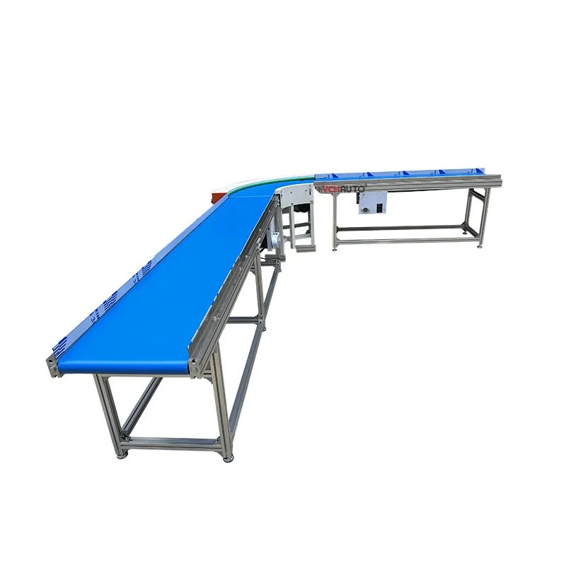 Blue Food Grade PU Belt Conveyor  Adjustable Speed Easy Cleanliness for Home Use Retail Fresh Fruit Washing Grading