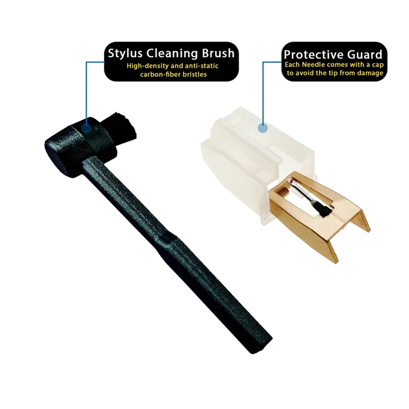 ABMF-2Pcs Record Player Needles Replacement With Stylus Cleaning Brush Kit,Record Player Needle Stylus For Crosley,Turntables Du