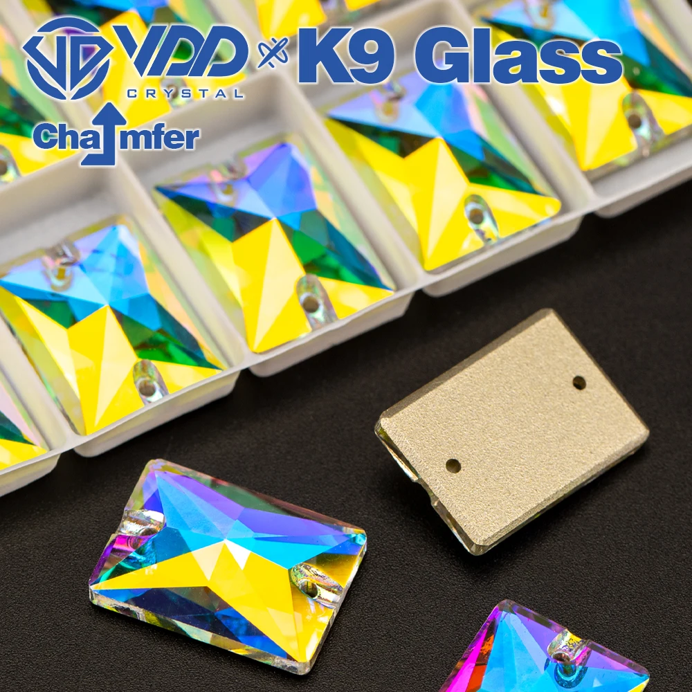 VDD Rechteckige AAAAA Top-Qualität K9 Glas aufnähbare Strasssteine, Nähkristalle, AB Flachrückseite Steine für Handarbeiten, Kleidung und Accessoires – Detail 6