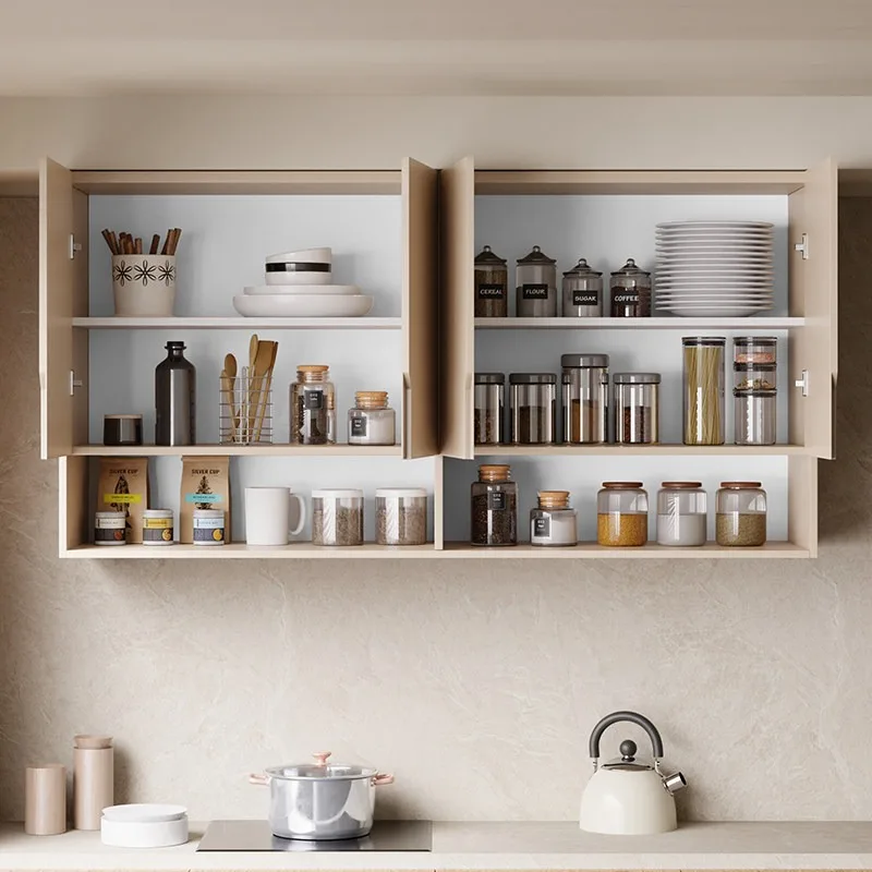 Package installation Solid wood kitchen hanging cabinet Wall closet Wall locker Closets hanging cabinet Upper wall storage cabin