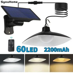 Square Solar Pendant Light LED Waterproof Motion Sensor hanging Lamp Decor with Remote Control for Indoor Outdoor Garden Shed