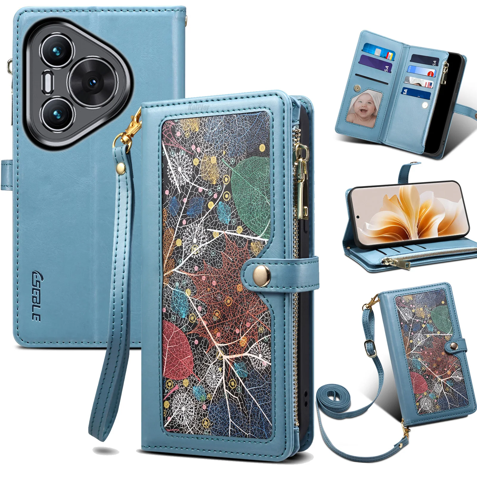 

Кожаный флип-чехол для телефона Huawei PURA 80 PRO PURA80 Ultra с цветочной росписью, кошелек-держатель для карт, чехол для мобильного телефона PURA80