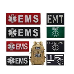 Nuovo Design IR riflettente EMT Rescue Medical pronto soccorso identificazione notturna EMS bracciale Morale con gancio per zaino e toppa ad anello