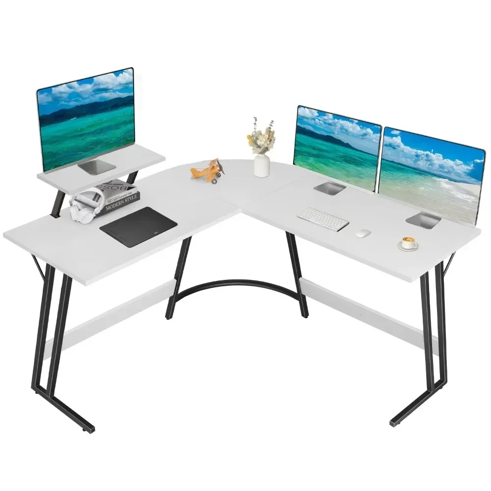 

Home Office Writing Desk Modern L-Shape Computer Desk, White