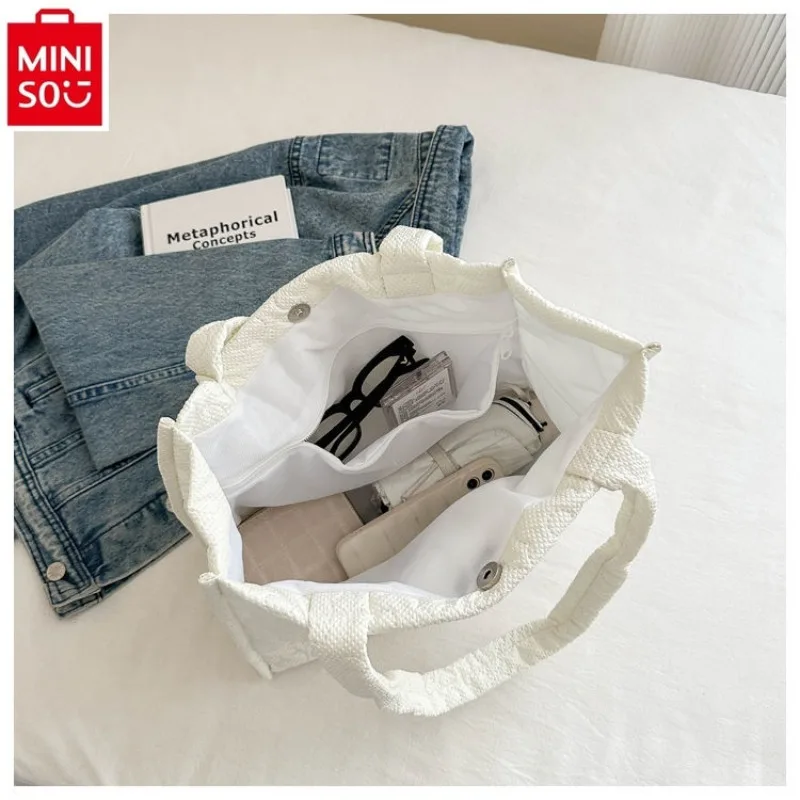 MINISO Cartoon Fresh and Cute Stitch One Shoulder Storage Bag for Women\'s Fashion and Casual Large Capacity Versatile Tote Bag