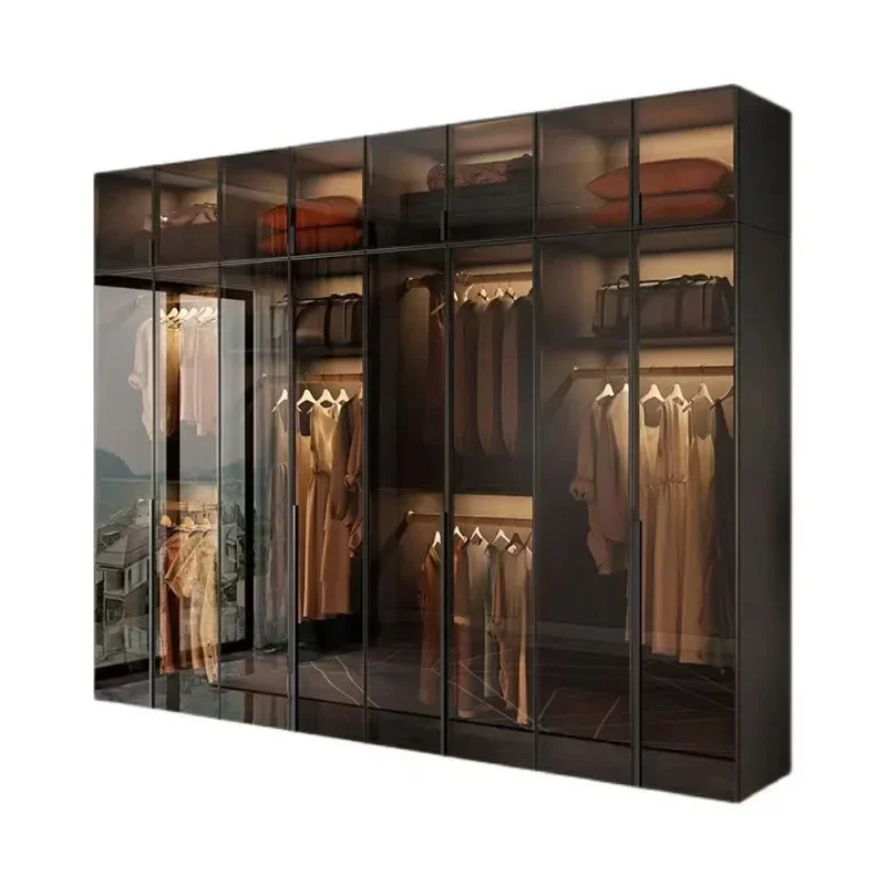 Oganizers Women Wardrobe Drawers Simple Modern Hanger Rail Wardrobe Glass Sliding Door Unique  Home Furniture