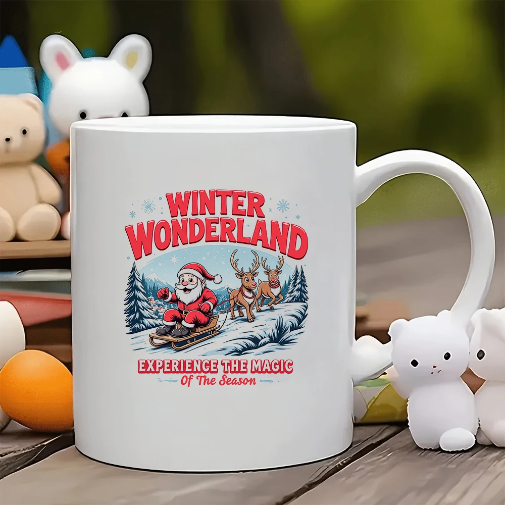 

11oz Cup Winter Wonderland Theme Christmas Gift Kids Water Bottle Home Office Coffee Cup Dreamy Santa Claus Sleigh Custom De