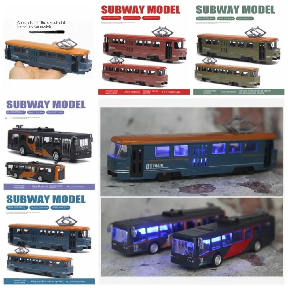 Simulation Rail Tram Light Rail Tram Model 1:50 Retro Sound and Light Bus Alloy Five Color Rail Tram Train Model