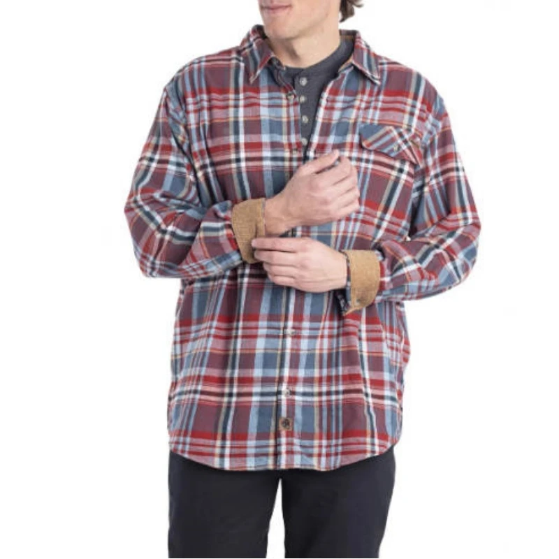 Men's Buck Camp Flannel Shirt Long Sleeve Plaid Button Down Casual Shirt Corduroy Cuffs Mutli Colors Big Size S-5XL Coat D0240