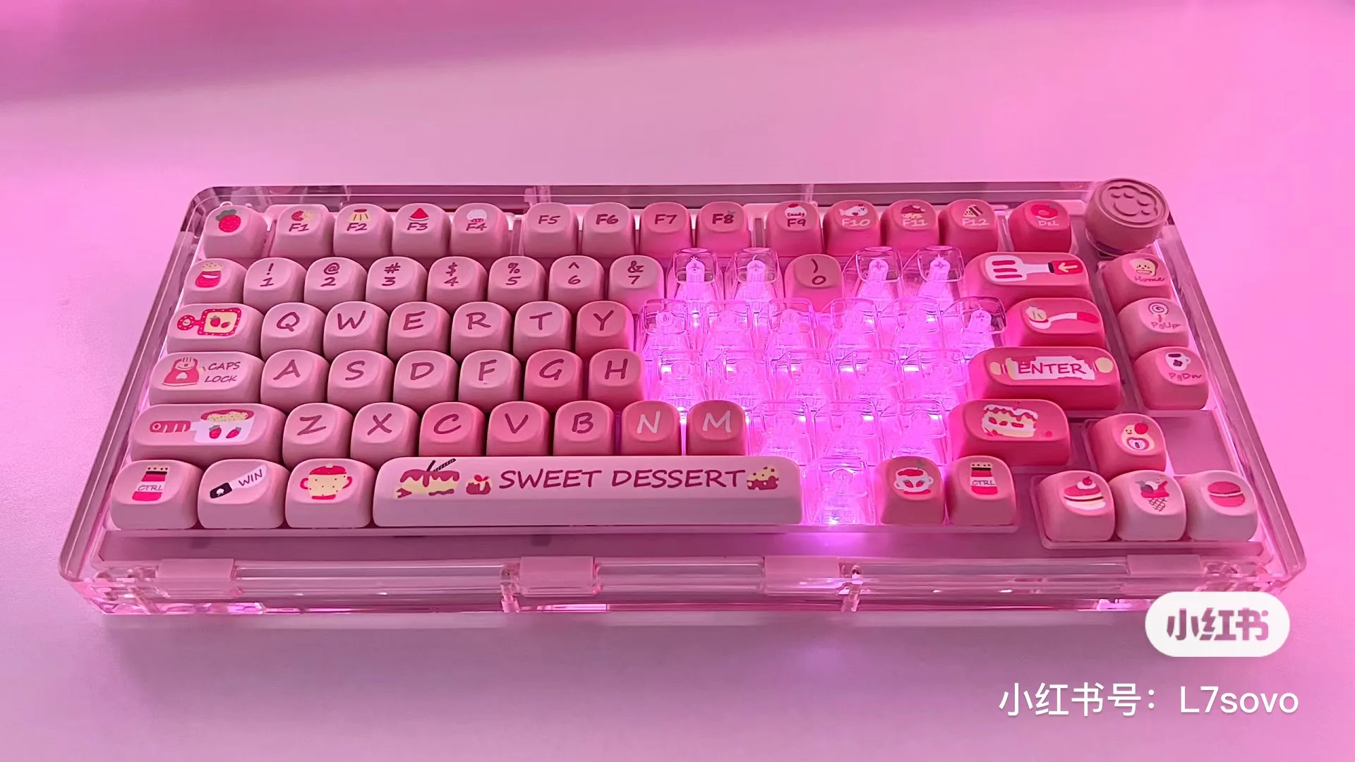 Tapa de tecla de postre rosa, perfil MOA, teclas de subcama de tinte PBT, teclas para Teclado mecánico con interruptor MX, 140 teclas