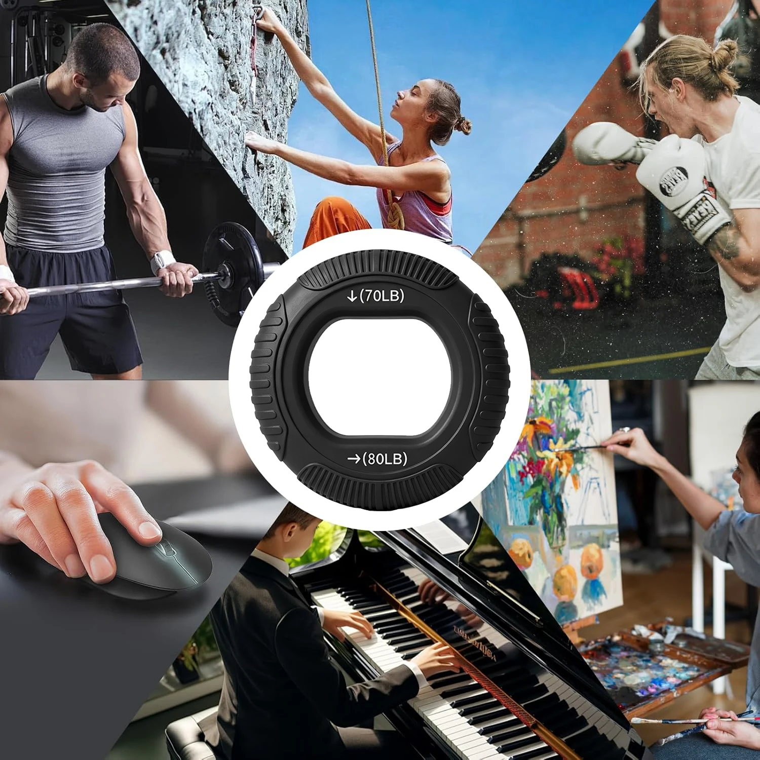 Silikon Finger Greifer Ring Hand Muskel Stärker Ring Handgelenk Finger Trainer Übung Karpaltunnelsyndrom Expander Workout Fitness Gerät – Detail 6