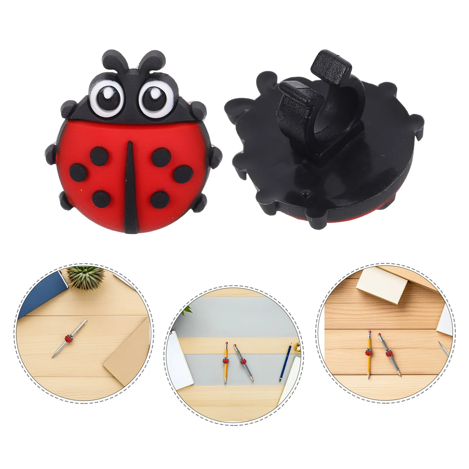 

Ladybug Pen Clip Pencil Cartoon Charms Red PVC Classroom Decorations