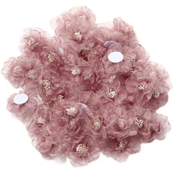 10PCs Chiffon Gauze Artificial Flowers Mesh Clothing Making Hair Accessories For Bouquet Wedding Party DIY Craft Home Decoration