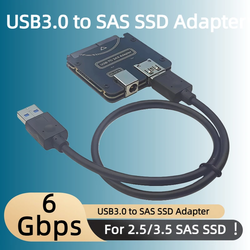 

Кабель-адаптер Plug-and-play USB-SAS, портативный кабель-адаптер 6 Гбит/с, поддержка подключения к дисками SAS и SATA HDD/SSD