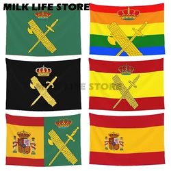 Double-sided Civil Guard Flag Spain Vivid Color Spanish Fade Proof Double Stitched National Country Banner 3x5FT