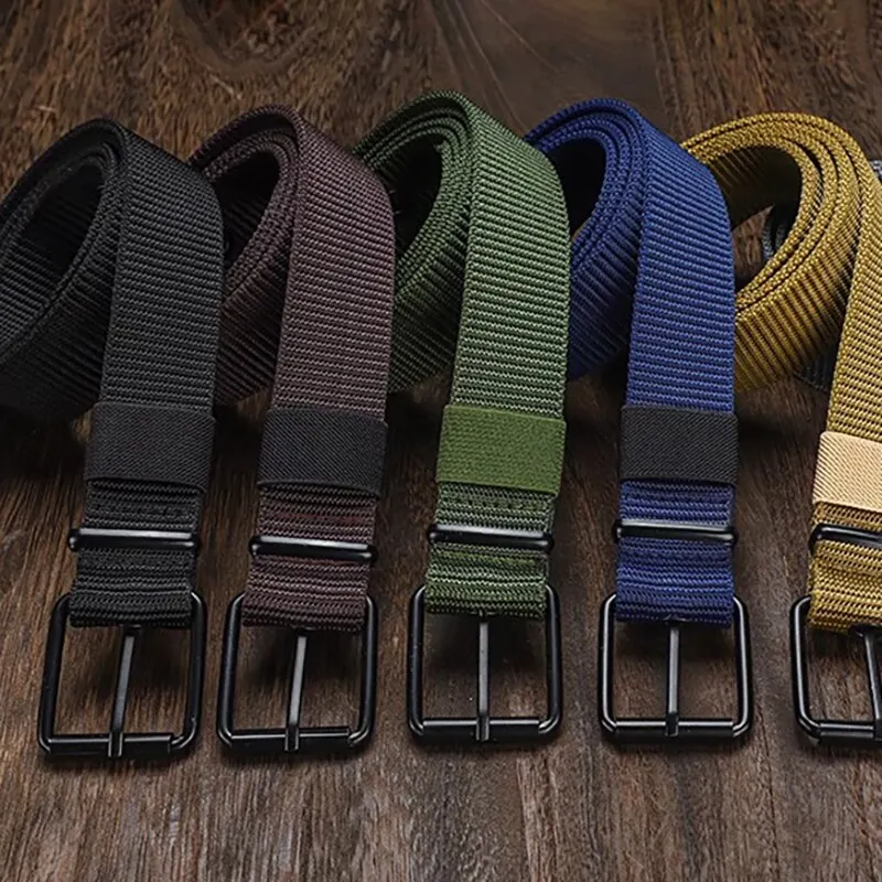 Ceinture en toile poreuse pour hommes et femmes, ceinture en cuir avec broche, ceinture en jean, ceinture à œillets, sports de plein air