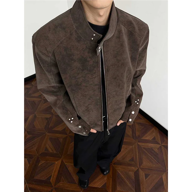 

American Sle Harleston PU Leather Jaet Men's Trendy Brand Autumn High Street Design Sense Cool Motorcycle Clothes Stand C...