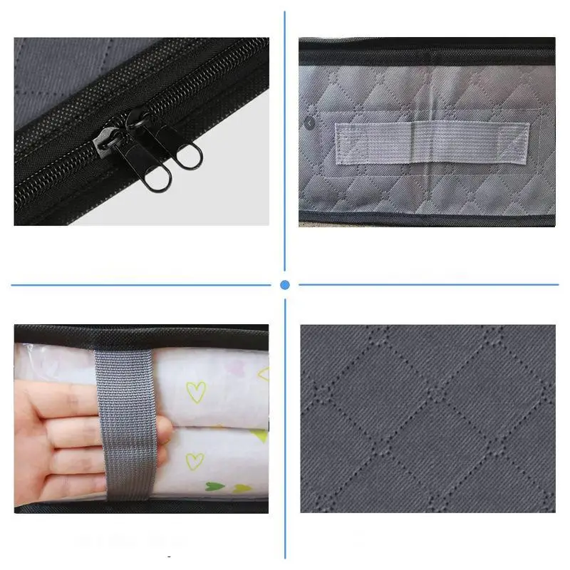 1pc/2pcs Simple Zipper Underbed Storage Bag, Foldable Organizer With Window, Lightweight Clothes Container With Handles