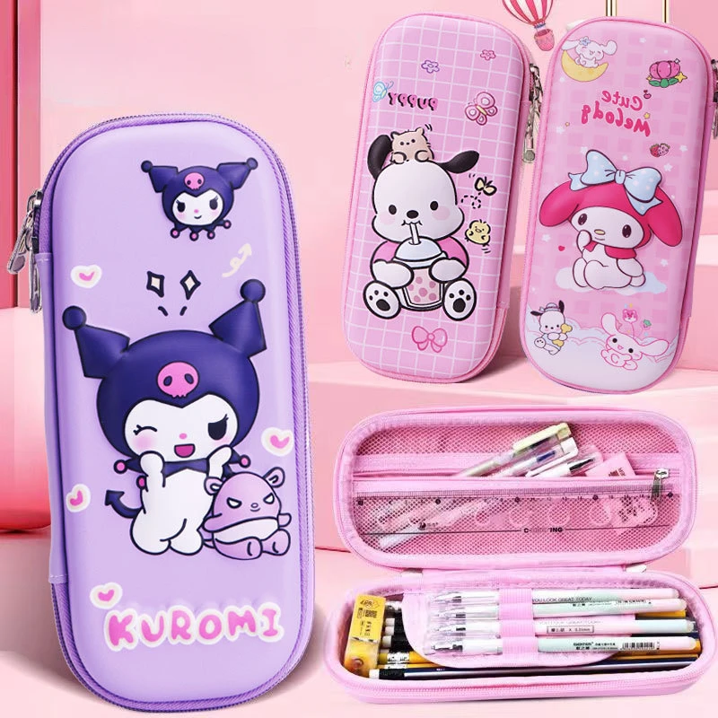 Sanrio cartoon kuromiMy melody Cinnamoroll Pochacco anime 3D cute student pencil case large capacity pencil bag kawaii new style