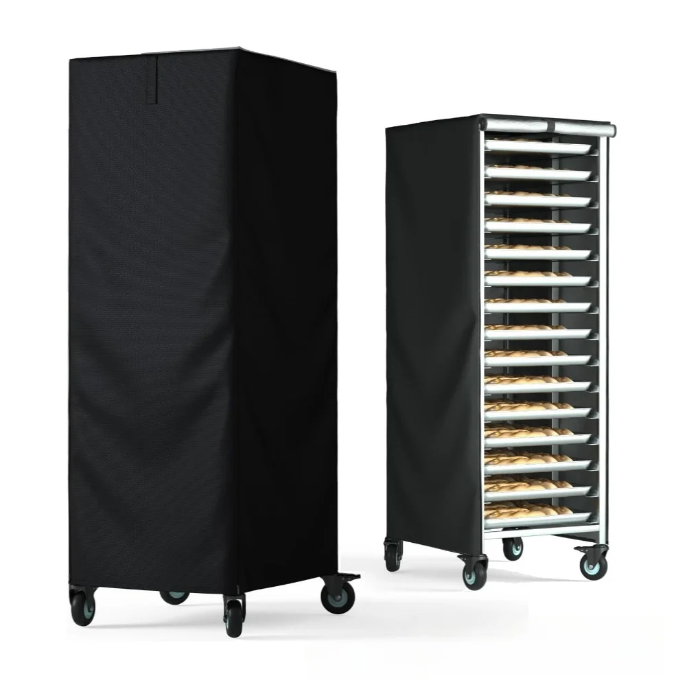 Bakery Rack Cover 420D Fabric Waterproof Bread Rack Cover 23X28X64 Inch with Ventilation Openings for Commercial and Home Use