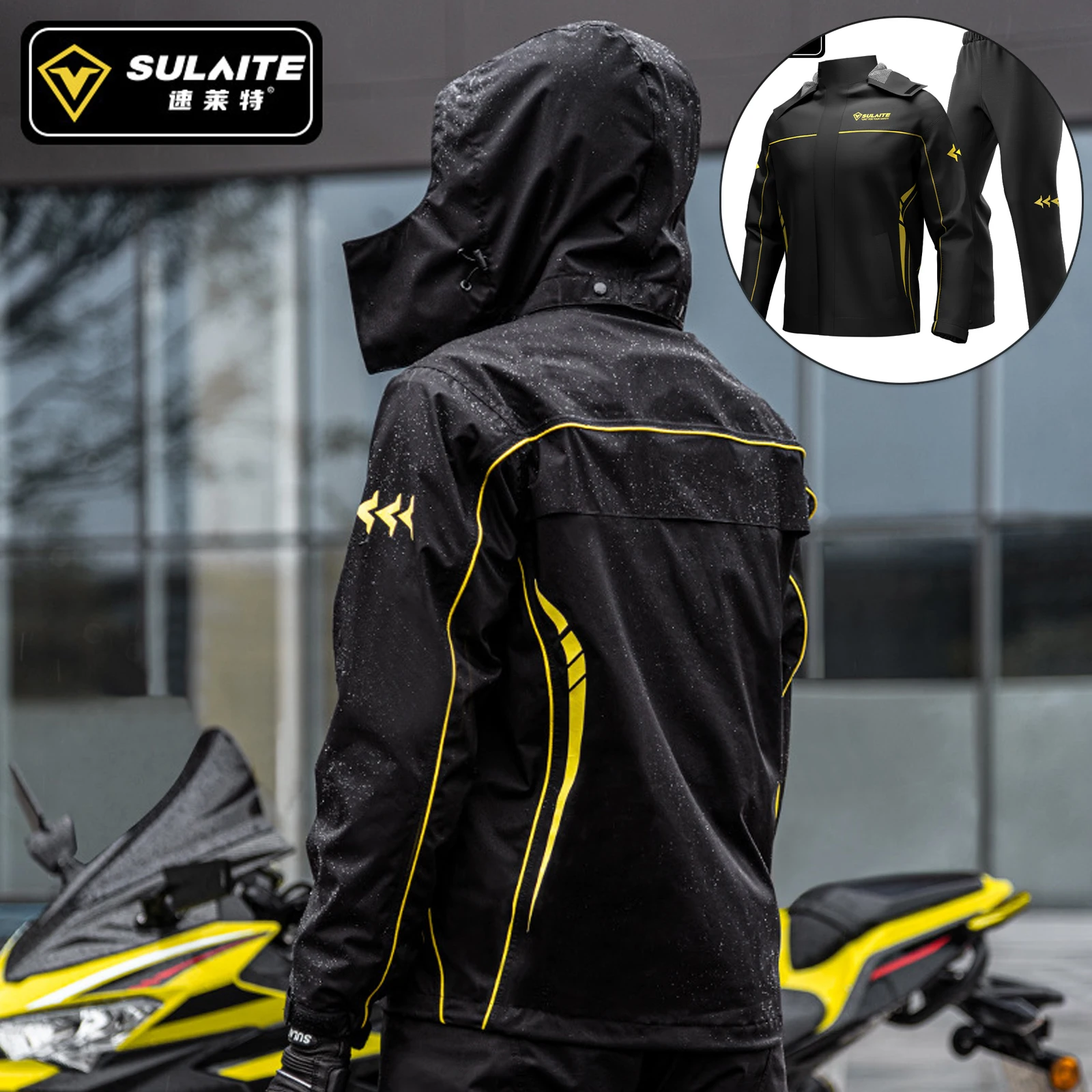 

Motorcycle Raincoat Suit Rainstorm Waterproof Jacket Pants Ultra-thin Motocross Reflective Climbing Rain Coat Hidden Shoe Cover