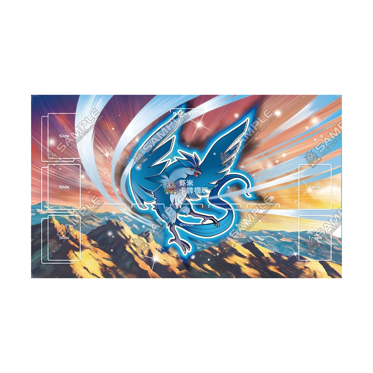 600X350X2Mm Diy Ptcg Moltres Zapdos Card Battle Mat Ptcg Articuno Single Player Board Game Card Duel Plate Battle Gift Toymat