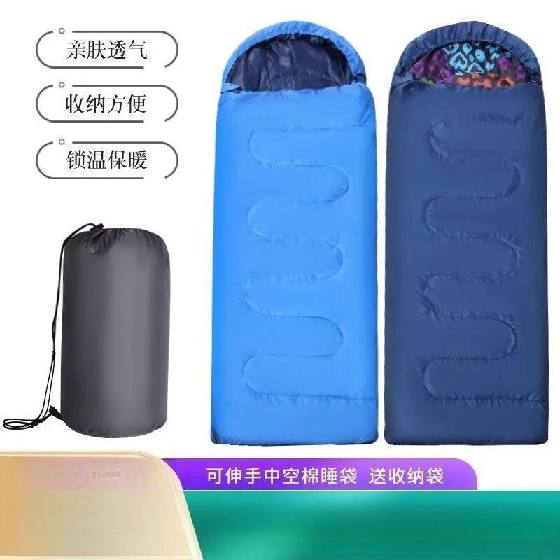 Lightweight Hooded Envelope Sleeping Bag for Adults Single Portable Sleep Sack for Camping Hiking Travel Spring Summer Autumn