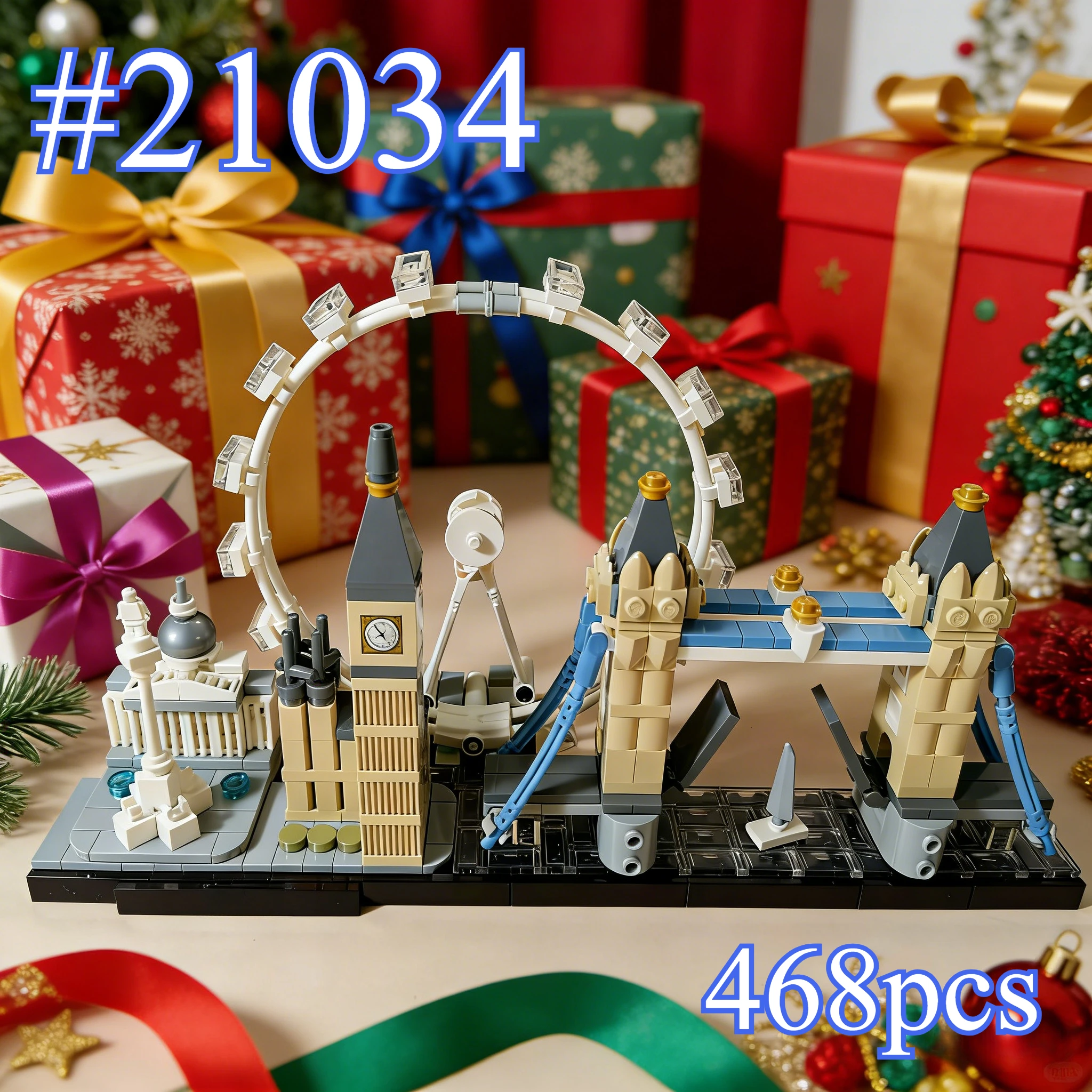 ロンドンの建築文化 21034 ビルディングブロックセット クリスマスギフトに最適 レゴエド粒子と互換性あり、468個。