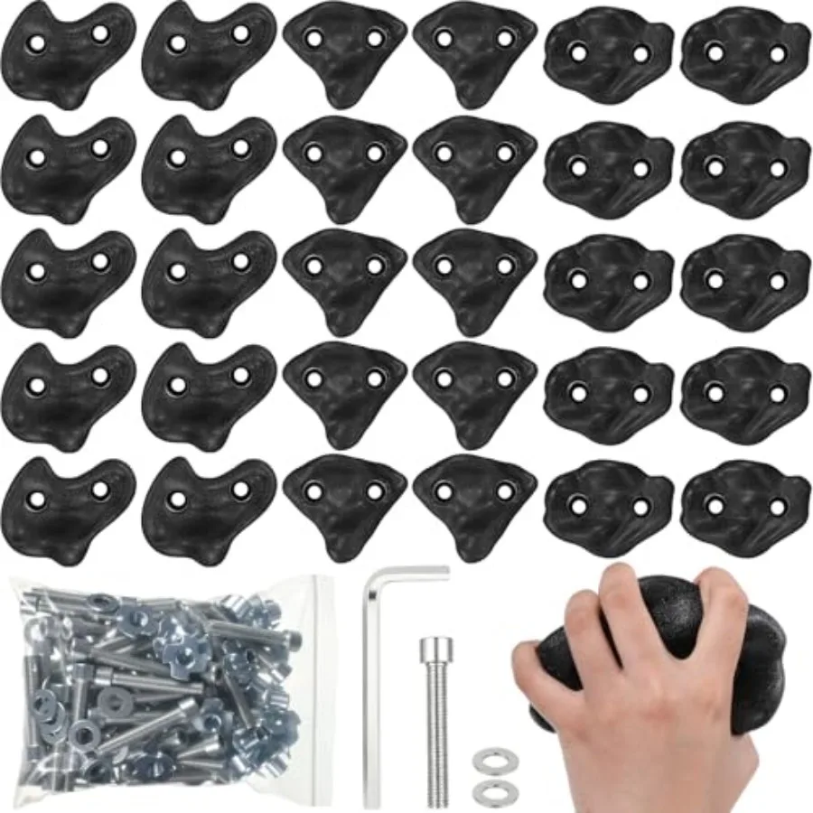 

30 Pcs Rock Climbing Holds for Climber 3 Shapes Extra Large Rock Climbing Stone Wall Grips with Wrench Screw for Indoor and Out