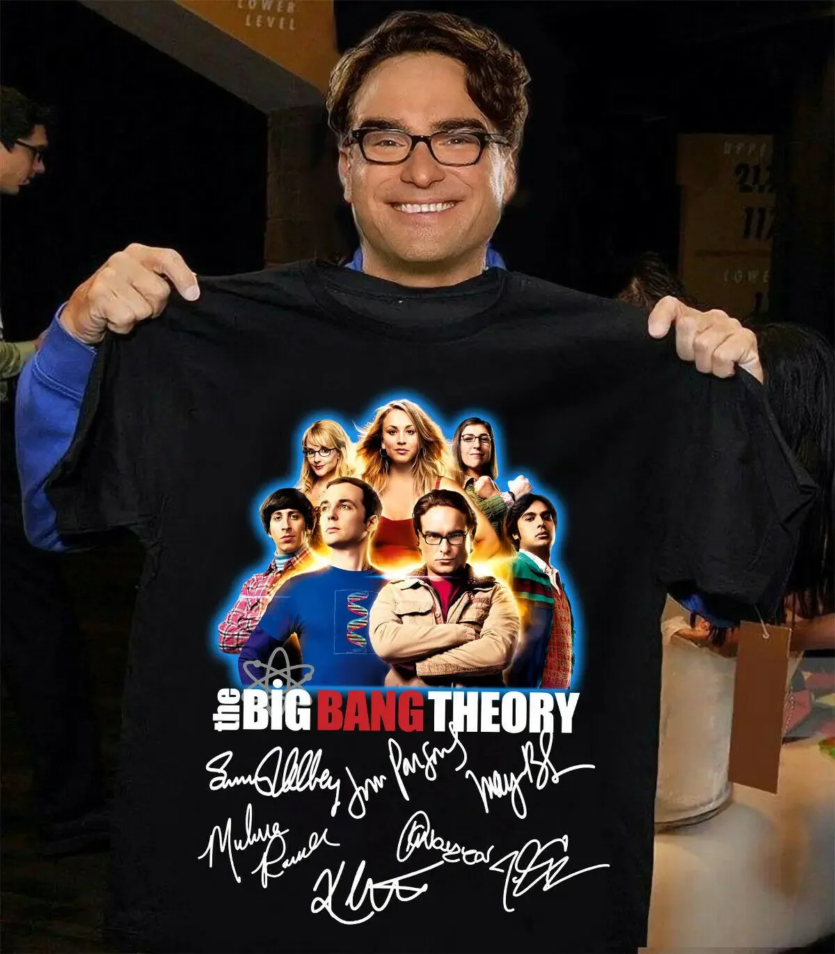 The Big Bang Theory Sitcom Cast Signature Fan Gift Unisex Tshirt S-5XL Black purple shirt