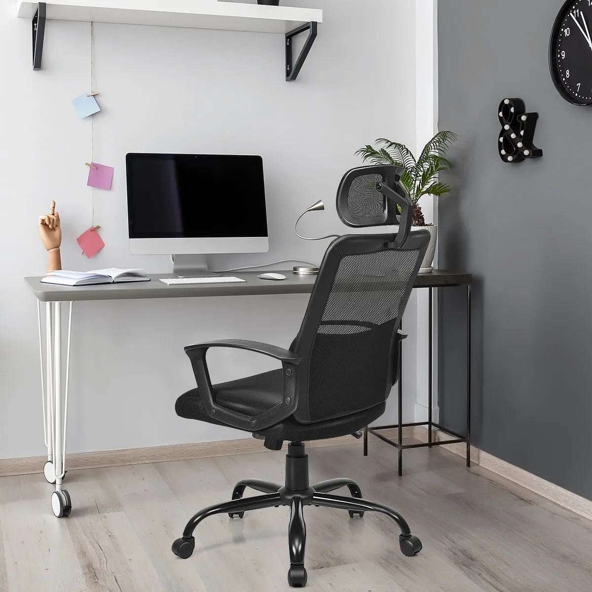 

Mesh High Back Office Chair Ergonomic Home W/ Lumbar Support & Headrest Black