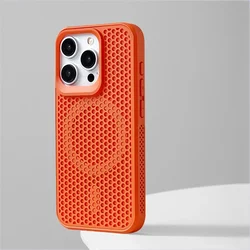 Furo de dissipação de calor fosco para iPhone, caso Magsafe para iPhone 16, 15, 14, 1312Pro Max, além de carga magnética, sem fio, PC, capa dura, luxo