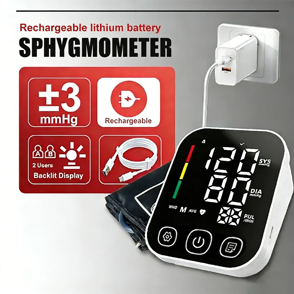 Tensiómetro Digital Portátil, Monitor de Frequência Cardíaca, Monitor de Pressão Arterial Automático Profissional