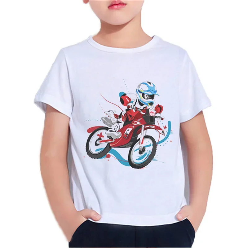 Motorcycle Harajuku 2D Boys Girls Teens Children\'s Clothes T Shirt Unisex Tees Short Sleeve Pullover Kids  Casual Wear Top