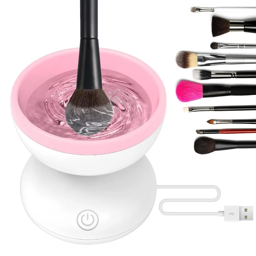 

Pink Electric Makeup Brush Cleaner Machine Silicone Brush Cleaner Machine Beauty Blender Cleanser For Beauty Makeup Brushes Chr