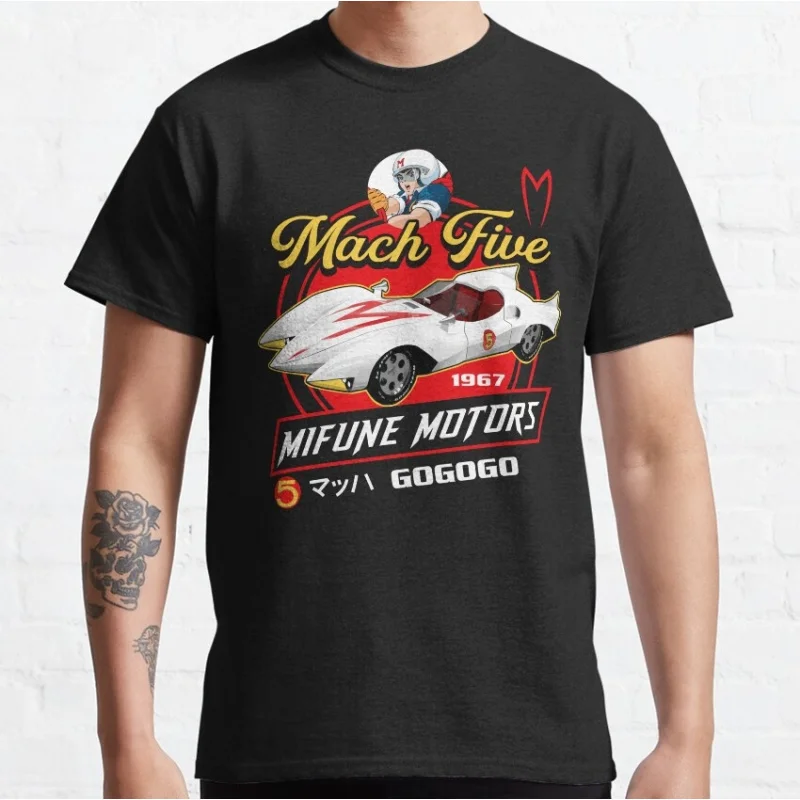 

Mach Five Mifune Motors graphic tee Manga Speed Racer Anime T shirt for men Large size Tops 100% cotton printed Y2K Clothes