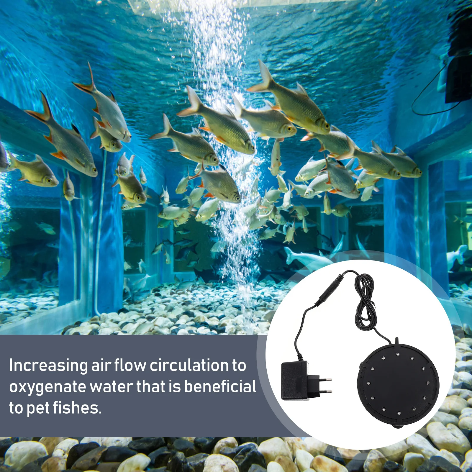 

Aquarium Air Bubble Led Light Fish Tank Air Stone Disc 12Led Eu Plug For Aquarium Bubbler Decoration Underwater Lighting