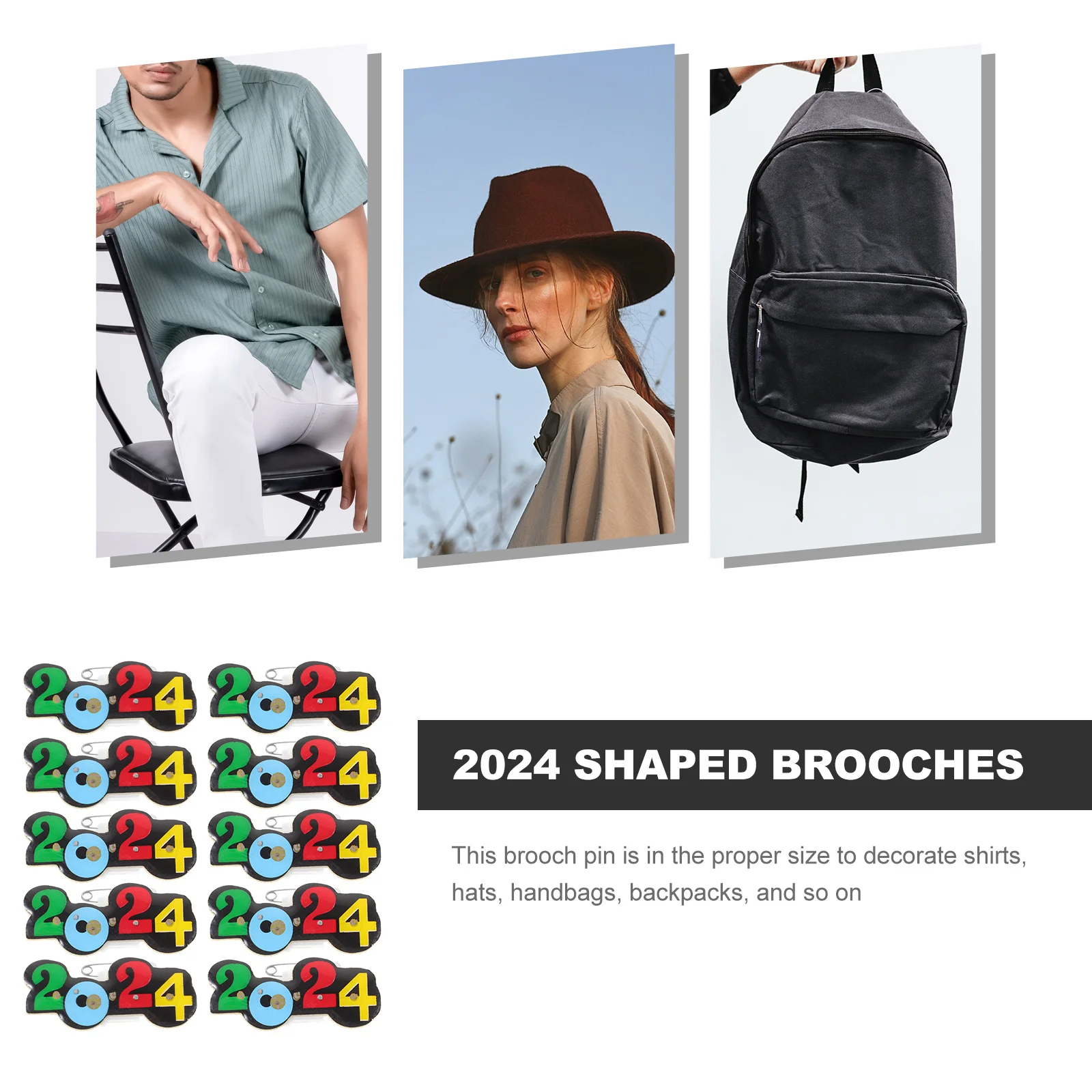 

25Pcs Number Brooch 2024 Luminous New Year Pin Lapel Pins Party Decoration Glow Brooch for Jackets Backpacks Women